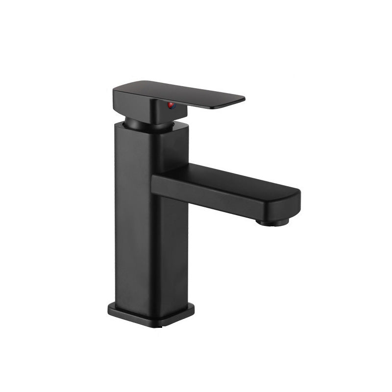 Vessel Sink Bathroom Faucet Lever Handle Low Arc Vessel Faucet Black 6.9" Supply Lines Not Included Clearhalo 'Bathroom Remodel & Bathroom Fixtures' 'Bathroom Sink Faucets' 'Bathroom Sinks & Faucet Components' 'bathroom_sink_faucets' 'Home Improvement' 'home_improvement' 'home_improvement_bathroom_sink_faucets' 7147131