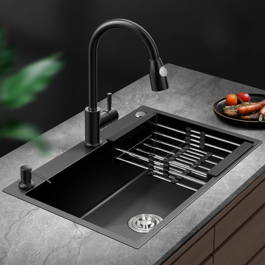 Modern Kitchen Bar Sink Stainless Steel with Drain Strainer Kit Workstation Ledge Clearhalo 'Home Improvement' 'home_improvement' 'home_improvement_kitchen_sinks' 'Kitchen Remodel & Kitchen Fixtures' 'Kitchen Sinks & Faucet Components' 'Kitchen Sinks' 'kitchen_sinks' 7147423