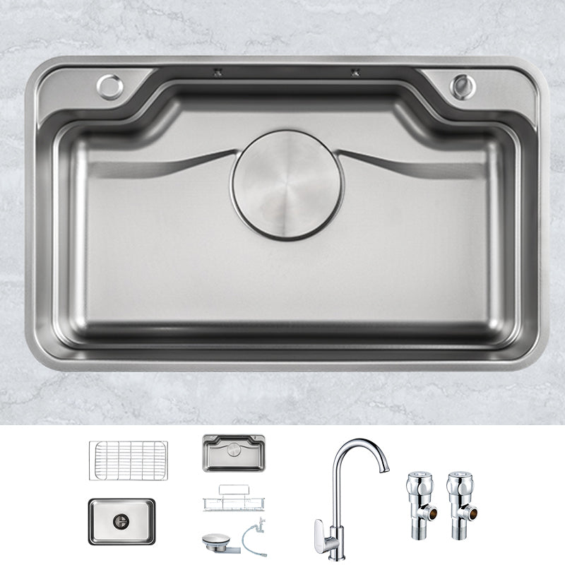 Kitchen Sink Basket Strainer Stainless Steel Undermount Kitchen Sink with Cutting-Board Sink with Faucet Stainless-Steel Faucet No Clearhalo 'Home Improvement' 'home_improvement' 'home_improvement_kitchen_sinks' 'Kitchen Remodel & Kitchen Fixtures' 'Kitchen Sinks & Faucet Components' 'Kitchen Sinks' 'kitchen_sinks' 7147497