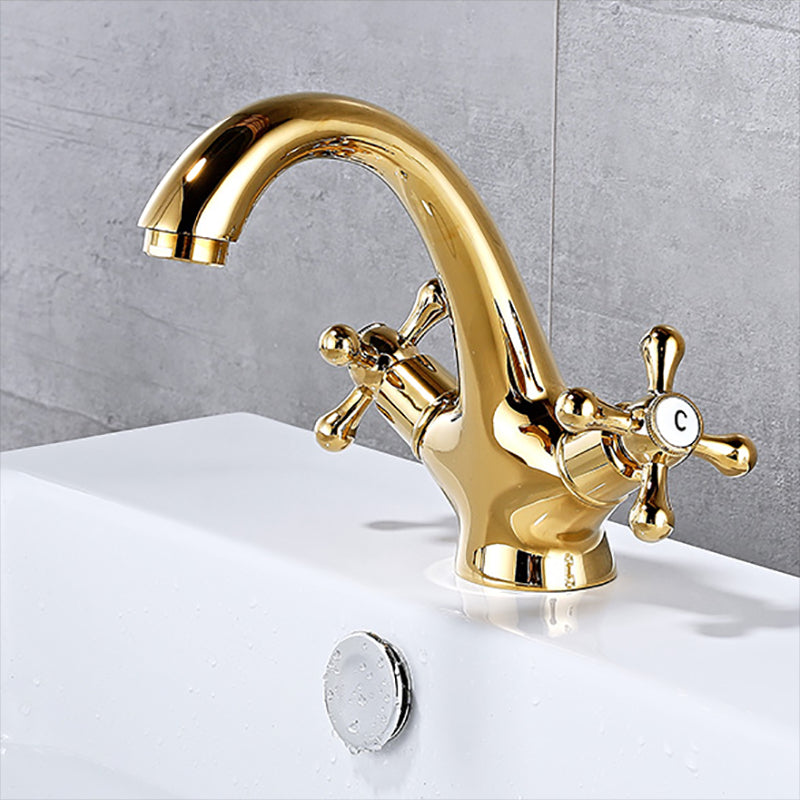 Industrial Basin Lavatory Faucet Vintage Vanity Sink Faucet for Bathroom Dorado 5.9" Clearhalo 'bathroom_sink_faucets' 'Conjunta de Baño y Conjunta de Grifo' 'Coronamiento de Baño y Dispositivo de Baño' 'Grifo del lavabo del baño' 'Hogar' 'home_improvement' 'home_improvement_bathroom_sink_faucets' 'Mejoras para el hogar' 7147855