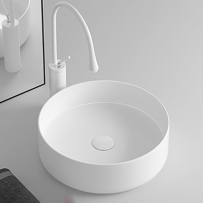 Round Porcelain Bathroom Sink with Shut-Off Valve Vessel Sink Clearhalo 'Bathroom Remodel & Bathroom Fixtures' 'Bathroom Sinks & Faucet Components' 'Bathroom Sinks' 'bathroom_sink' 'Home Improvement' 'home_improvement' 'home_improvement_bathroom_sink' 7147957