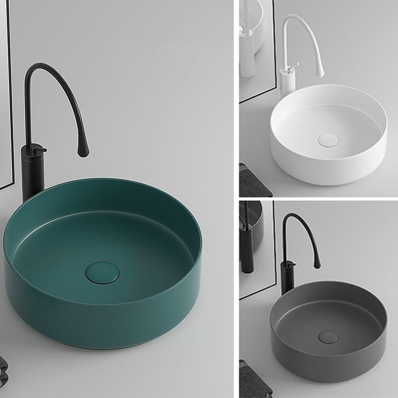 Round Porcelain Bathroom Sink with Shut-Off Valve Vessel Sink Clearhalo 'Bathroom Remodel & Bathroom Fixtures' 'Bathroom Sinks & Faucet Components' 'Bathroom Sinks' 'bathroom_sink' 'Home Improvement' 'home_improvement' 'home_improvement_bathroom_sink' 7147964