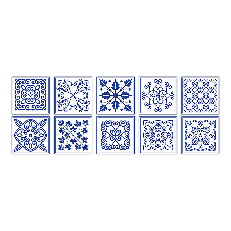 Square Peel & Stick Mosaic Tile PVC Waterproof Mosaic Tile Wallpaper Dark Blue-White 10-Piece Set Clearhalo 'Flooring 'Home Improvement' 'home_improvement' 'home_improvement_peel_stick_blacksplash' 'Peel & Stick Backsplash Tile' 'peel_stick_blacksplash' 'Walls & Ceilings' Walls and Ceiling' 7148500