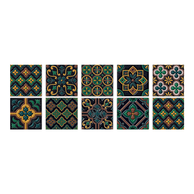 Square Peel & Stick Mosaic Tile PVC Waterproof Mosaic Tile Wallpaper Blackish Green 10-Piece Set Clearhalo 'Flooring 'Home Improvement' 'home_improvement' 'home_improvement_peel_stick_blacksplash' 'Peel & Stick Backsplash Tile' 'peel_stick_blacksplash' 'Walls & Ceilings' Walls and Ceiling' 7148503