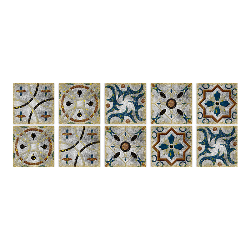 Square Peel & Stick Mosaic Tile PVC Waterproof Mosaic Tile Wallpaper Grey/ Green 10-Piece Set Clearhalo 'Flooring 'Home Improvement' 'home_improvement' 'home_improvement_peel_stick_blacksplash' 'Peel & Stick Backsplash Tile' 'peel_stick_blacksplash' 'Walls & Ceilings' Walls and Ceiling' 7148506