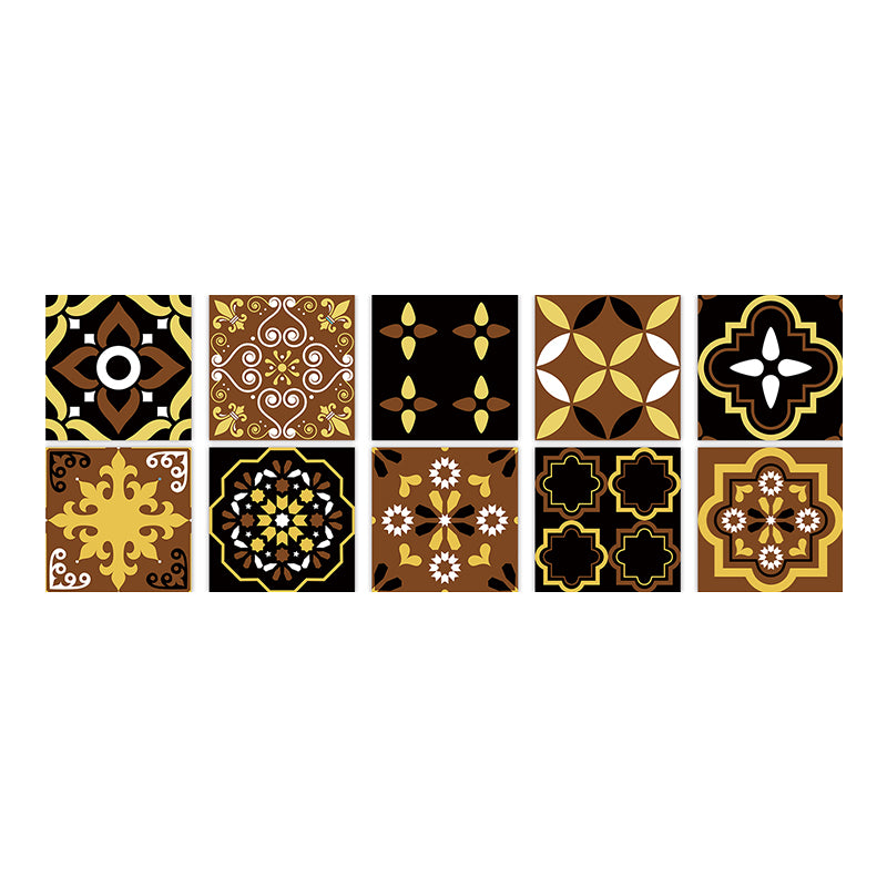 Square Peel & Stick Mosaic Tile PVC Waterproof Mosaic Tile Wallpaper Black and Yellow 10-Piece Set Clearhalo 'Flooring 'Home Improvement' 'home_improvement' 'home_improvement_peel_stick_blacksplash' 'Peel & Stick Backsplash Tile' 'peel_stick_blacksplash' 'Walls & Ceilings' Walls and Ceiling' 7148508