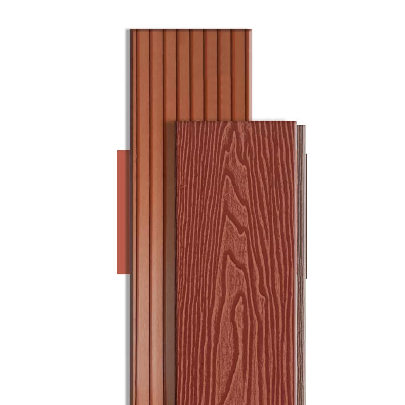 Waterproof Engineered Hardwood Flooring Medium Wood Click-Locking for Patio Garden Red Brown Embossed Clearhalo 'Flooring 'Hardwood Flooring' 'hardwood_flooring' 'Home Improvement' 'home_improvement' 'home_improvement_hardwood_flooring' Walls and Ceiling' 7148670