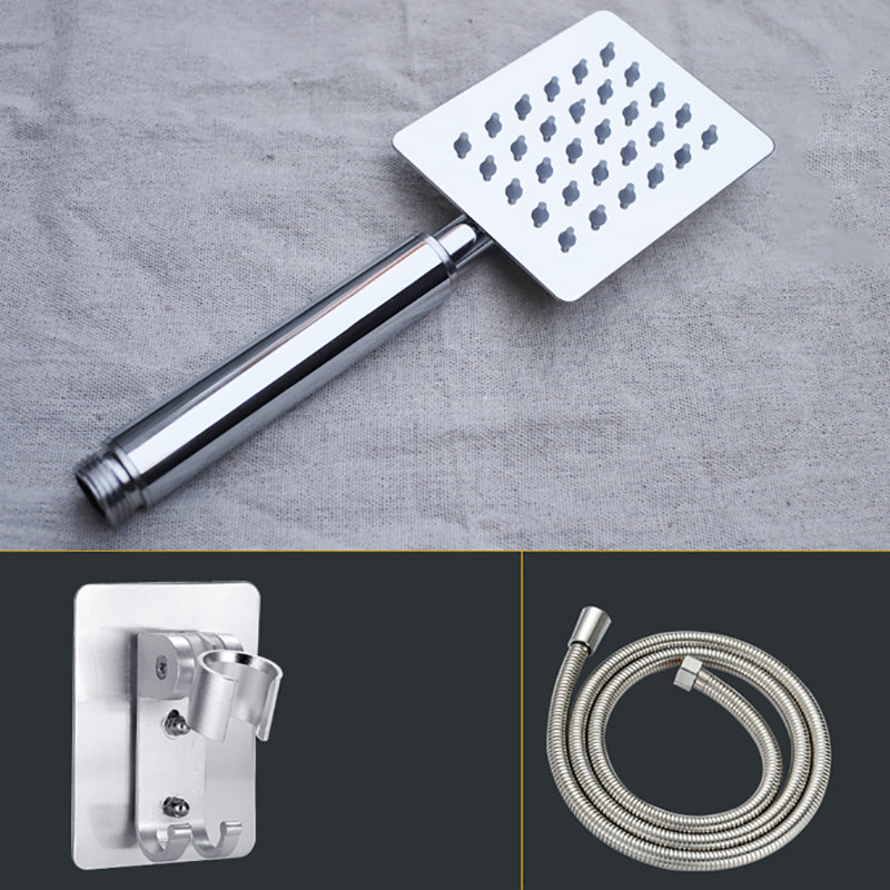 Shower Head Brass Square Raining Jet Tube Handheld Shower Head Shower & 79" Hose & Wall Seat Clearhalo 'Bathroom Remodel & Bathroom Fixtures' 'Home Improvement' 'home_improvement' 'home_improvement_shower_heads' 'Shower Heads' 'shower_heads' 'Showers & Bathtubs Plumbing' 'Showers & Bathtubs' 7149262