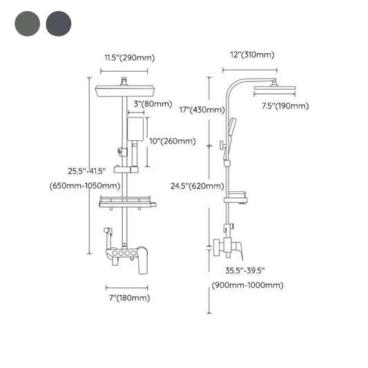 Modern Shower System Push Button Handle Wall Mounted Shower Head Combo Clearhalo 'Bathroom Remodel & Bathroom Fixtures' 'Home Improvement' 'home_improvement' 'home_improvement_shower_faucets' 'Shower Faucets & Systems' 'shower_faucets' 'Showers & Bathtubs Plumbing' 'Showers & Bathtubs' 7157172