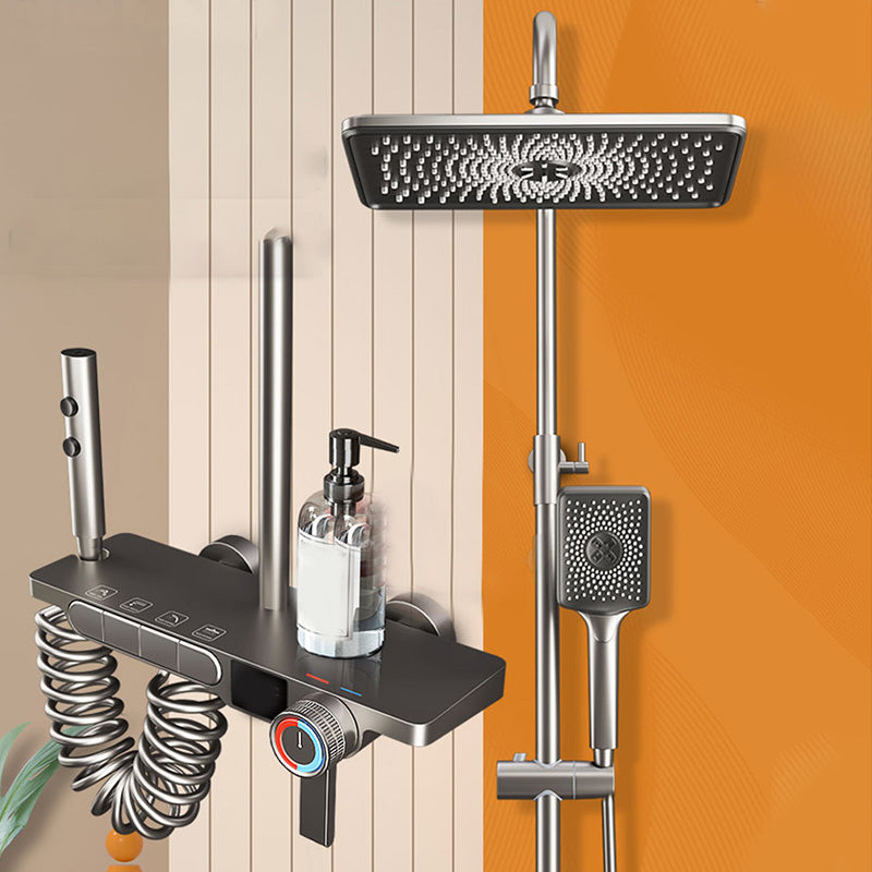 Modern Wall Mount Shower Trim Adjustable Spray Pattern Shower Head Combo Clearhalo 'Bathroom Remodel & Bathroom Fixtures' 'Home Improvement' 'home_improvement' 'home_improvement_shower_faucets' 'Shower Faucets & Systems' 'shower_faucets' 'Showers & Bathtubs Plumbing' 'Showers & Bathtubs' 7157271