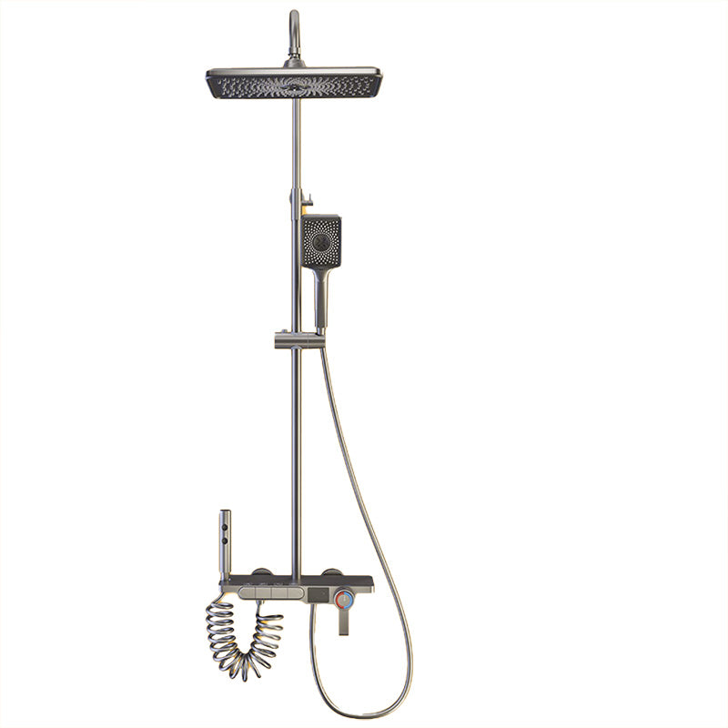 Modern Wall Mount Shower Trim Adjustable Spray Pattern Shower Head Combo Clearhalo 'Bathroom Remodel & Bathroom Fixtures' 'Home Improvement' 'home_improvement' 'home_improvement_shower_faucets' 'Shower Faucets & Systems' 'shower_faucets' 'Showers & Bathtubs Plumbing' 'Showers & Bathtubs' 7157279