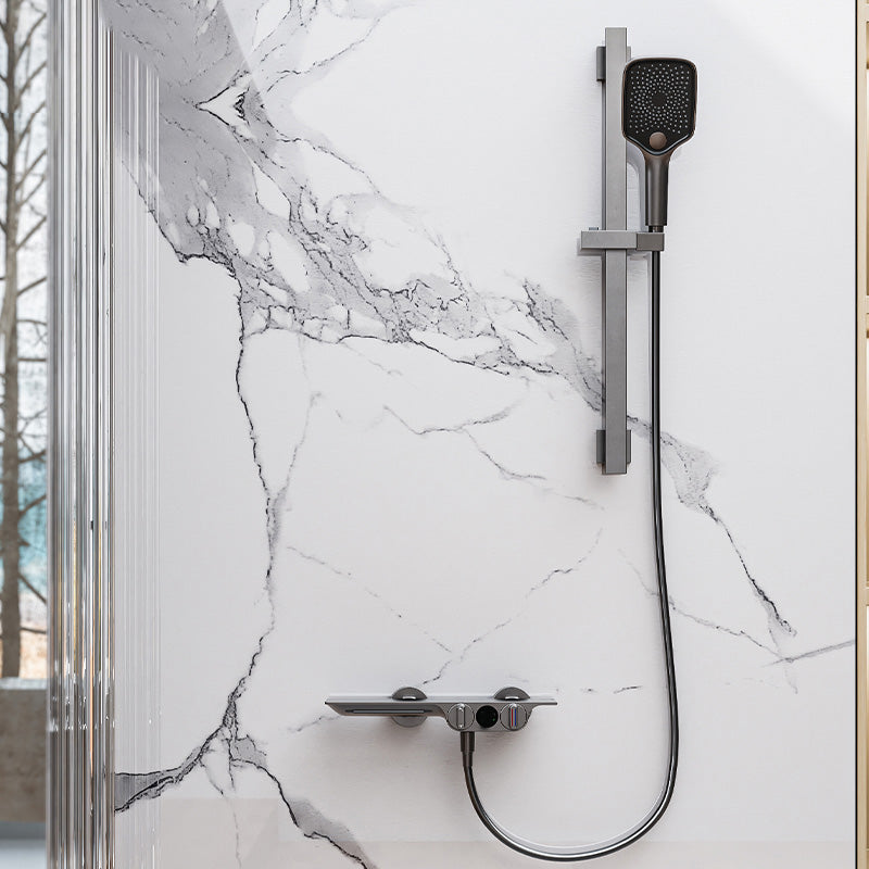 Modern Plain Shower Trim Adjustable Water Flow Wall Mount Shower Head Combo Clearhalo 'Bathroom Remodel & Bathroom Fixtures' 'Home Improvement' 'home_improvement' 'home_improvement_shower_faucets' 'Shower Faucets & Systems' 'shower_faucets' 'Showers & Bathtubs Plumbing' 'Showers & Bathtubs' 7157285