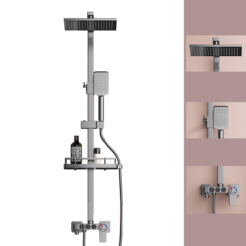 Modern Plain Shower Trim Temperature Control Slide Bar Included Shower System Square Thermostatic Clearhalo 'Bathroom Remodel & Bathroom Fixtures' 'Home Improvement' 'home_improvement' 'home_improvement_shower_faucets' 'Shower Faucets & Systems' 'shower_faucets' 'Showers & Bathtubs Plumbing' 'Showers & Bathtubs' 7157451