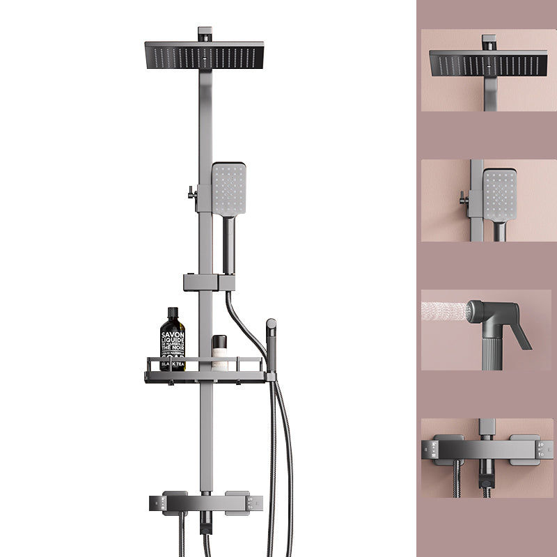 Modern Plain Shower Trim Temperature Control Slide Bar Included Shower System Square Four Gear Key Temperature Control Clearhalo 'Bathroom Remodel & Bathroom Fixtures' 'Home Improvement' 'home_improvement' 'home_improvement_shower_faucets' 'Shower Faucets & Systems' 'shower_faucets' 'Showers & Bathtubs Plumbing' 'Showers & Bathtubs' 7157456