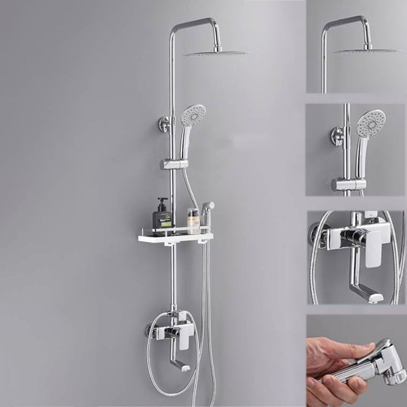 Shower System Rain Handheld Shower Head Wall mounted Adjustable Water Flow Shower System Chrome Temperature Control Clearhalo 'Bathroom Remodel & Bathroom Fixtures' 'Home Improvement' 'home_improvement' 'home_improvement_shower_faucets' 'Shower Faucets & Systems' 'shower_faucets' 'Showers & Bathtubs Plumbing' 'Showers & Bathtubs' 7157639