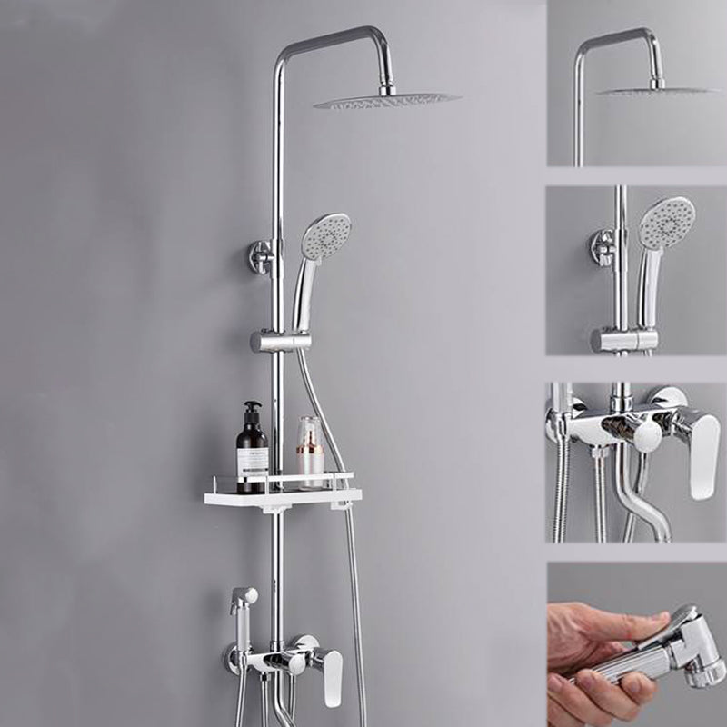 Shower System Rain Handheld Shower Head Wall mounted Adjustable Water Flow Shower System Grey Temperature Control Clearhalo 'Bathroom Remodel & Bathroom Fixtures' 'Home Improvement' 'home_improvement' 'home_improvement_shower_faucets' 'Shower Faucets & Systems' 'shower_faucets' 'Showers & Bathtubs Plumbing' 'Showers & Bathtubs' 7157663