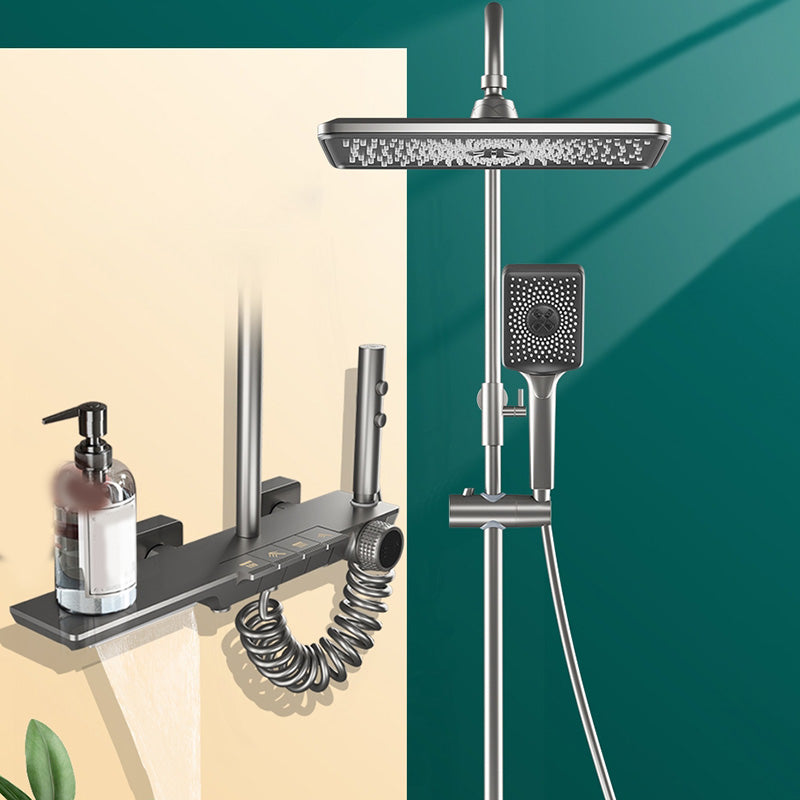 Modern Shower Head Combo Gray Valve Included Tub and Shower Faucet Clearhalo 'Bathroom Remodel & Bathroom Fixtures' 'Home Improvement' 'home_improvement' 'home_improvement_shower_faucets' 'Shower Faucets & Systems' 'shower_faucets' 'Showers & Bathtubs Plumbing' 'Showers & Bathtubs' 7158751