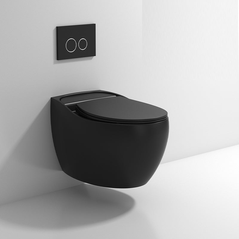 Wall Mount Modern Flush Toilet Porcelain Single Flush Toilet Black Toilet with Low Tanker Clearhalo 'Bathroom Remodel & Bathroom Fixtures' 'Home Improvement' 'home_improvement' 'home_improvement_toilets' 'Toilets & Bidets' 'Toilets' 7158940