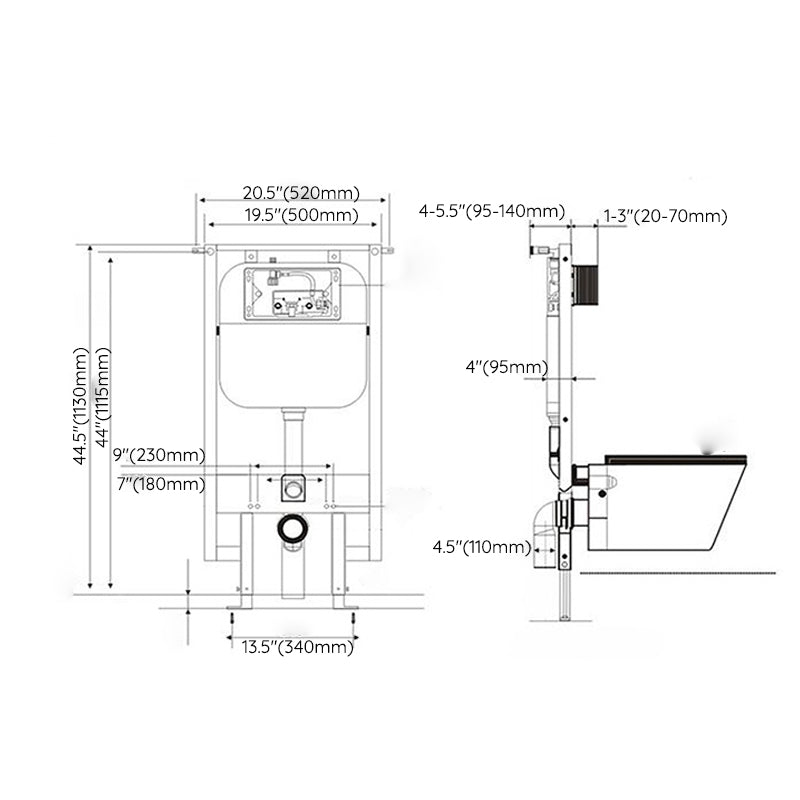 Wall Mount Modern Flush Toilet Porcelain Single Flush Toilet Clearhalo 'Bathroom Remodel & Bathroom Fixtures' 'Home Improvement' 'home_improvement' 'home_improvement_toilets' 'Toilets & Bidets' 'Toilets' 7158956