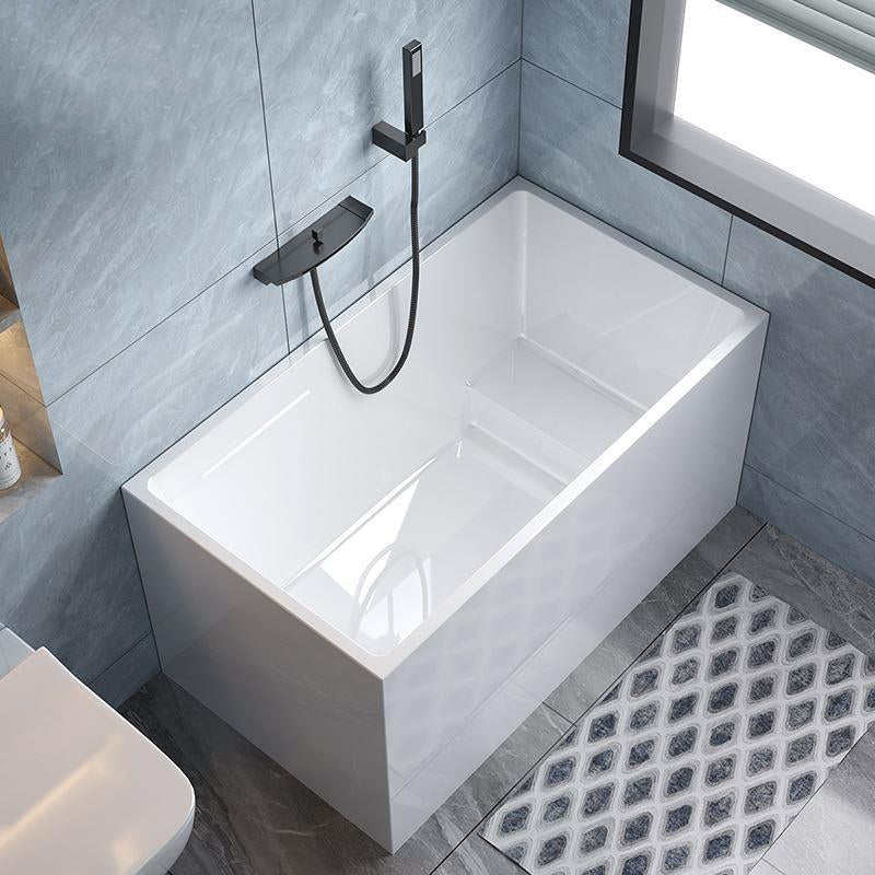 Acrylic Back to Wall Bathtub Stand Alone Modern Soaking Bath 39"L x 27"W x 25"H With Seat Tub with Wall Mounted Faucets Clearhalo 'Bathroom Remodel & Bathroom Fixtures' 'Bathtubs' 'Home Improvement' 'home_improvement' 'home_improvement_bathtubs' 'Showers & Bathtubs' 7159059