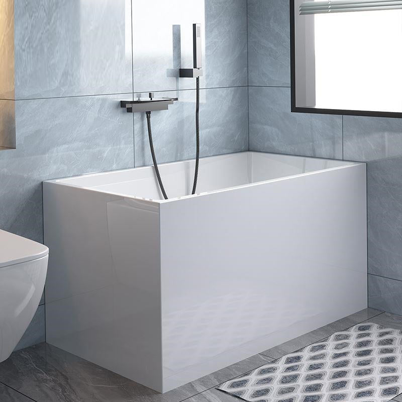 Acrylic Back to Wall Bathtub Stand Alone Modern Soaking Bath 39"L x 27"W x 25"H Without Seat Tub with Wall Mounted Faucets Clearhalo 'Bathroom Remodel & Bathroom Fixtures' 'Bathtubs' 'Home Improvement' 'home_improvement' 'home_improvement_bathtubs' 'Showers & Bathtubs' 7159062