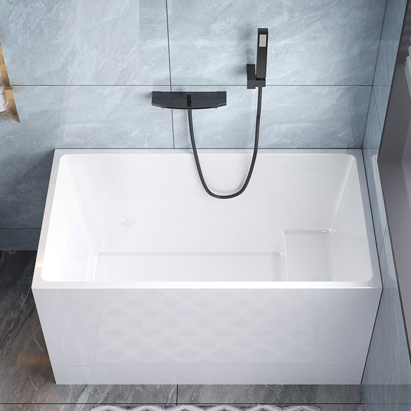 Acrylic Back to Wall Bathtub Stand Alone Modern Soaking Bath 47"L x 27"W x 25"H With Seat Tub with Wall Mounted Faucets Clearhalo 'Bathroom Remodel & Bathroom Fixtures' 'Bathtubs' 'Home Improvement' 'home_improvement' 'home_improvement_bathtubs' 'Showers & Bathtubs' 7159066