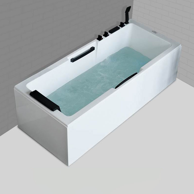 Freestanding Acrylic Bathtub Rectangular Modern Soaking Bath Right Tub with Black 5-Piece Set Clearhalo 'Bathroom Remodel & Bathroom Fixtures' 'Bathtubs' 'Home Improvement' 'home_improvement' 'home_improvement_bathtubs' 'Showers & Bathtubs' 7159082