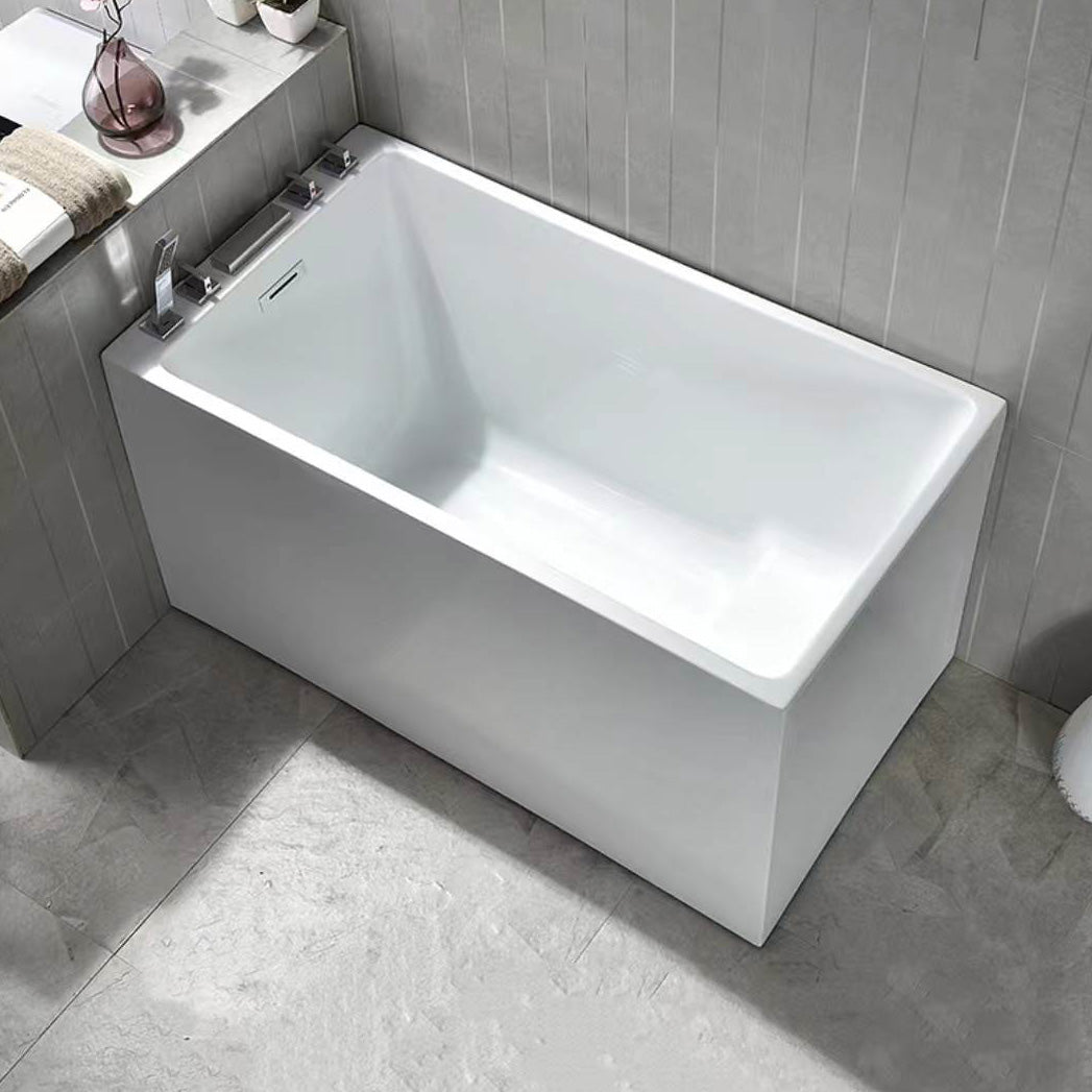 Flat Bottom Rectangular Bathtub Antique Finish Back to Wall Modern Bath Tub With Seat Tub with Silver 5-Piece Set Clearhalo 'Bathroom Remodel & Bathroom Fixtures' 'Bathtubs' 'Home Improvement' 'home_improvement' 'home_improvement_bathtubs' 'Showers & Bathtubs' 7159130