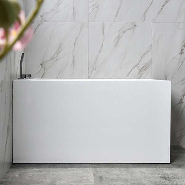 Flat Bottom Rectangular Bathtub Antique Finish Back to Wall Modern Bath Tub 51"L x 26"W x 25"H Without Seat Tub with Silver 5-Piece Set Clearhalo 'Bathroom Remodel & Bathroom Fixtures' 'Bathtubs' 'Home Improvement' 'home_improvement' 'home_improvement_bathtubs' 'Showers & Bathtubs' 7159131