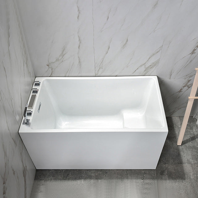 Flat Bottom Rectangular Bathtub Antique Finish Back to Wall Modern Bath Tub 59"L x 28"W x 25"H With Seat Tub with Silver 5-Piece Set Clearhalo 'Bathroom Remodel & Bathroom Fixtures' 'Bathtubs' 'Home Improvement' 'home_improvement' 'home_improvement_bathtubs' 'Showers & Bathtubs' 7159133