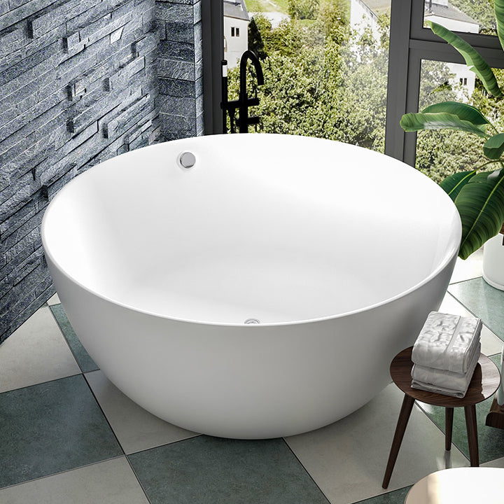 Antique Finish Round Bathtub Stand Alone Soaking Modern Bath Tub White Tub Clearhalo 'Bathroom Remodel & Bathroom Fixtures' 'Bathtubs' 'Home Improvement' 'home_improvement' 'home_improvement_bathtubs' 'Showers & Bathtubs' 7159150