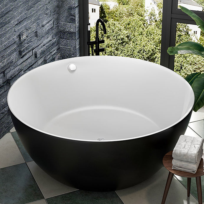 Antique Finish Round Bathtub Stand Alone Soaking Modern Bath Tub Black White Tub Clearhalo 'Bathroom Remodel & Bathroom Fixtures' 'Bathtubs' 'Home Improvement' 'home_improvement' 'home_improvement_bathtubs' 'Showers & Bathtubs' 7159152