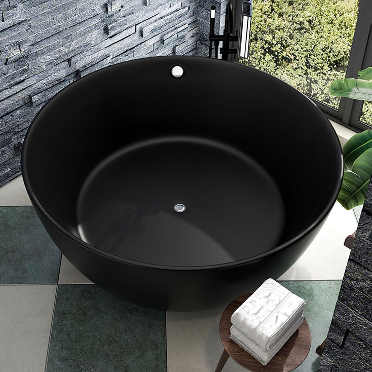 Antique Finish Round Bathtub Stand Alone Soaking Modern Bath Tub Black 59"L x 59"W x 26"H Tub Clearhalo 'Bathroom Remodel & Bathroom Fixtures' 'Bathtubs' 'Home Improvement' 'home_improvement' 'home_improvement_bathtubs' 'Showers & Bathtubs' 7159153