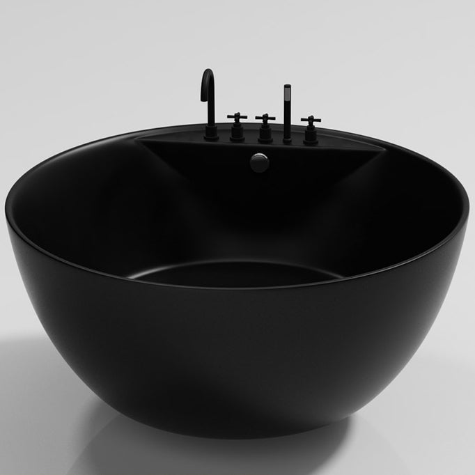 Antique Finish Round Bathtub Stand Alone Soaking Modern Bath Tub Black Tub with Black 5-Piece Set Clearhalo 'Bathroom Remodel & Bathroom Fixtures' 'Bathtubs' 'Home Improvement' 'home_improvement' 'home_improvement_bathtubs' 'Showers & Bathtubs' 7159154