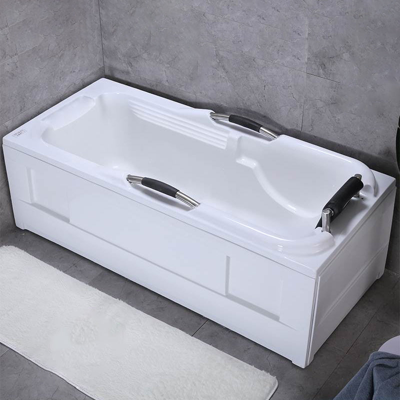 Flat Bottom Soaking Tub Antique Finish Rectangular Modern Bath Tub Left Tub with Pillow Clearhalo 'Bathroom Remodel & Bathroom Fixtures' 'Bathtubs' 'Home Improvement' 'home_improvement' 'home_improvement_bathtubs' 'Showers & Bathtubs' 7159168