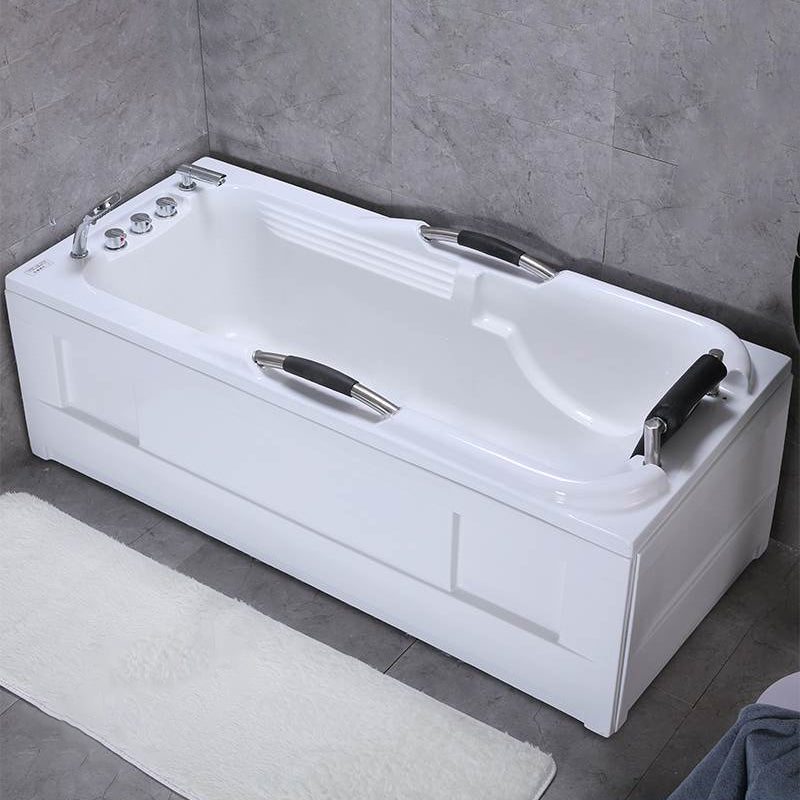 Flat Bottom Soaking Tub Antique Finish Rectangular Modern Bath Tub Left Tub & Silver 5-Piece Set & Pillow Armrest Clearhalo 'Bathroom Remodel & Bathroom Fixtures' 'Bathtubs' 'Home Improvement' 'home_improvement' 'home_improvement_bathtubs' 'Showers & Bathtubs' 7159169