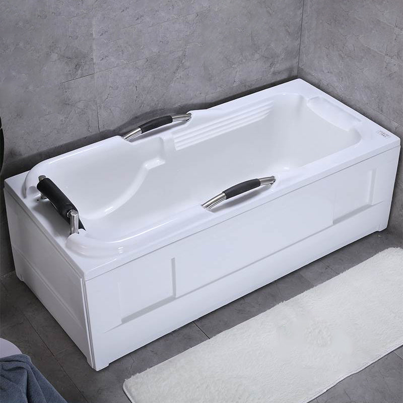 Flat Bottom Soaking Tub Antique Finish Rectangular Modern Bath Tub Right Tub with Pillow Clearhalo 'Bathroom Remodel & Bathroom Fixtures' 'Bathtubs' 'Home Improvement' 'home_improvement' 'home_improvement_bathtubs' 'Showers & Bathtubs' 7159171