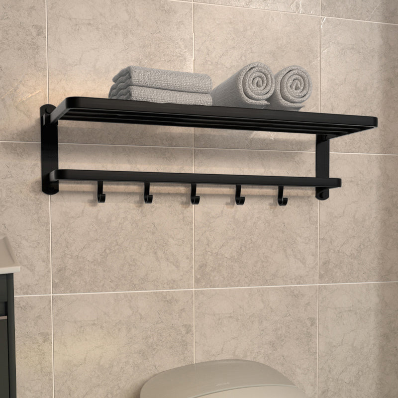 Modern Bathroom Accessory Kit Black Paper Holder Bath Shelf Bath Hardware Set Black Towel Rack Clearhalo 'Bathroom Hardware Sets' 'Bathroom Hardware' 'Bathroom Remodel & Bathroom Fixtures' 'bathroom_hardware_sets' 'Home Improvement' 'home_improvement' 'home_improvement_bathroom_hardware_sets' 7159196