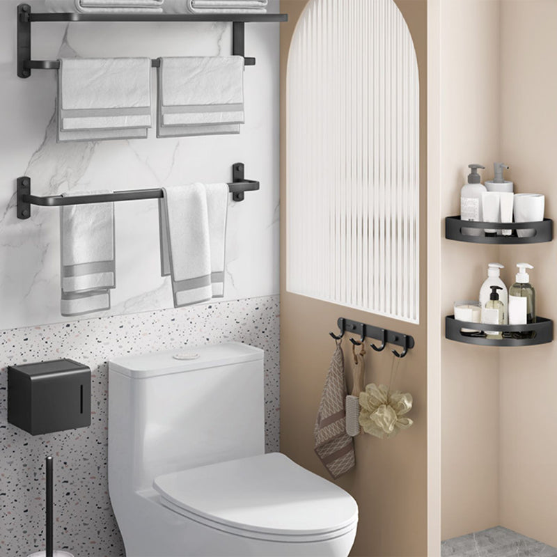 Modern Bathroom Accessory Kit Black Paper Holder Bath Shelf Bath Hardware Set Clearhalo 'Bathroom Hardware Sets' 'Bathroom Hardware' 'Bathroom Remodel & Bathroom Fixtures' 'bathroom_hardware_sets' 'Home Improvement' 'home_improvement' 'home_improvement_bathroom_hardware_sets' 7159198