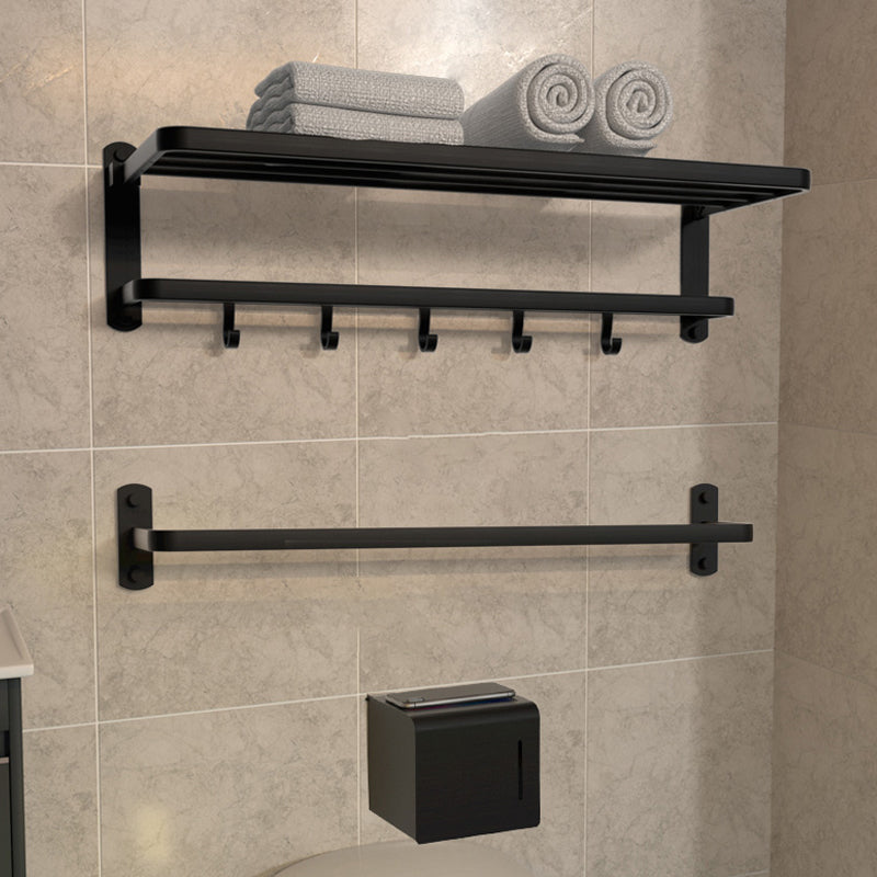 Modern Bathroom Accessory Kit Black Paper Holder Bath Shelf Bath Hardware Set Black 3-Piece Set (Single Rod) Clearhalo 'Bathroom Hardware Sets' 'Bathroom Hardware' 'Bathroom Remodel & Bathroom Fixtures' 'bathroom_hardware_sets' 'Home Improvement' 'home_improvement' 'home_improvement_bathroom_hardware_sets' 7159199