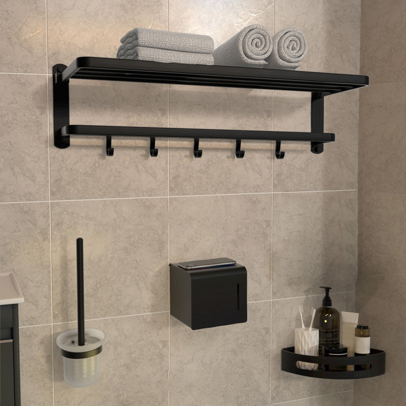 Modern Bathroom Accessory Kit Black Paper Holder Bath Shelf Bath Hardware Set Black 4-Piece Set (Toilet Brush) Clearhalo 'Bathroom Hardware Sets' 'Bathroom Hardware' 'Bathroom Remodel & Bathroom Fixtures' 'bathroom_hardware_sets' 'Home Improvement' 'home_improvement' 'home_improvement_bathroom_hardware_sets' 7159205