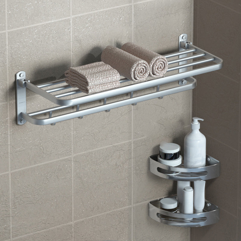 Modern Bathroom Accessory Kit Black Paper Holder Bath Shelf Bath Hardware Set Silver 3-Piece Set (Triangle Bath Shelf) Clearhalo 'Bathroom Hardware Sets' 'Bathroom Hardware' 'Bathroom Remodel & Bathroom Fixtures' 'bathroom_hardware_sets' 'Home Improvement' 'home_improvement' 'home_improvement_bathroom_hardware_sets' 7159215