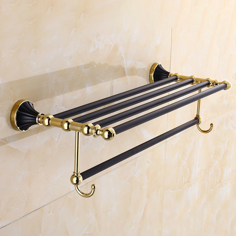 Traditional Bathroom Accessory Kit Towel Bar Bath Shelf Black Bath Hardware Set Towel Rack Clearhalo 'Bathroom Hardware Sets' 'Bathroom Hardware' 'Bathroom Remodel & Bathroom Fixtures' 'bathroom_hardware_sets' 'Home Improvement' 'home_improvement' 'home_improvement_bathroom_hardware_sets' 7159245