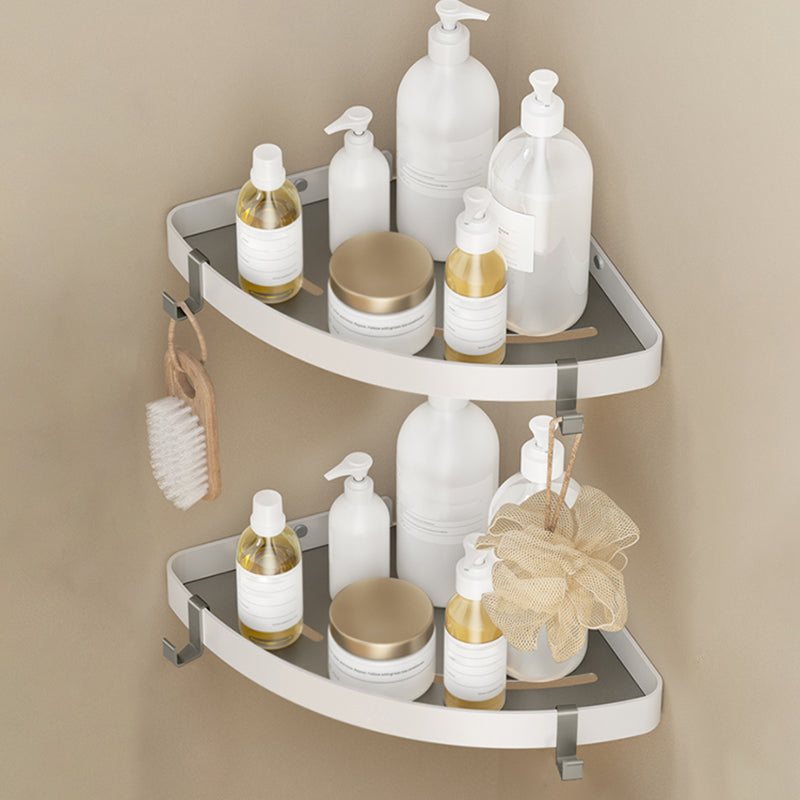 Modern Bath Hardware Set Paper Holder Towel Bar Bathroom Accessory Kit White/ Gray 2-Piece Set (Triangular Bath Shelf) Clearhalo 'Bathroom Hardware Sets' 'Bathroom Hardware' 'Bathroom Remodel & Bathroom Fixtures' 'bathroom_hardware_sets' 'Home Improvement' 'home_improvement' 'home_improvement_bathroom_hardware_sets' 7159269