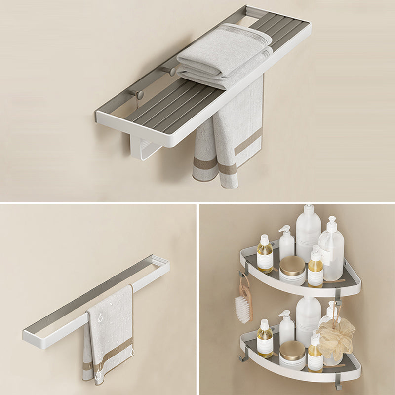 Modern Bath Hardware Set Paper Holder Towel Bar Bathroom Accessory Kit White/ Gray 4-Piece Set(Single Rod) Clearhalo 'Bathroom Hardware Sets' 'Bathroom Hardware' 'Bathroom Remodel & Bathroom Fixtures' 'bathroom_hardware_sets' 'Home Improvement' 'home_improvement' 'home_improvement_bathroom_hardware_sets' 7159271