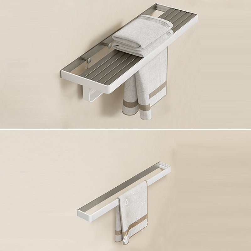 Modern Bath Hardware Set Paper Holder Towel Bar Bathroom Accessory Kit White/ Gray Towel Rack with Towel Bar Clearhalo 'Bathroom Hardware Sets' 'Bathroom Hardware' 'Bathroom Remodel & Bathroom Fixtures' 'bathroom_hardware_sets' 'Home Improvement' 'home_improvement' 'home_improvement_bathroom_hardware_sets' 7159273