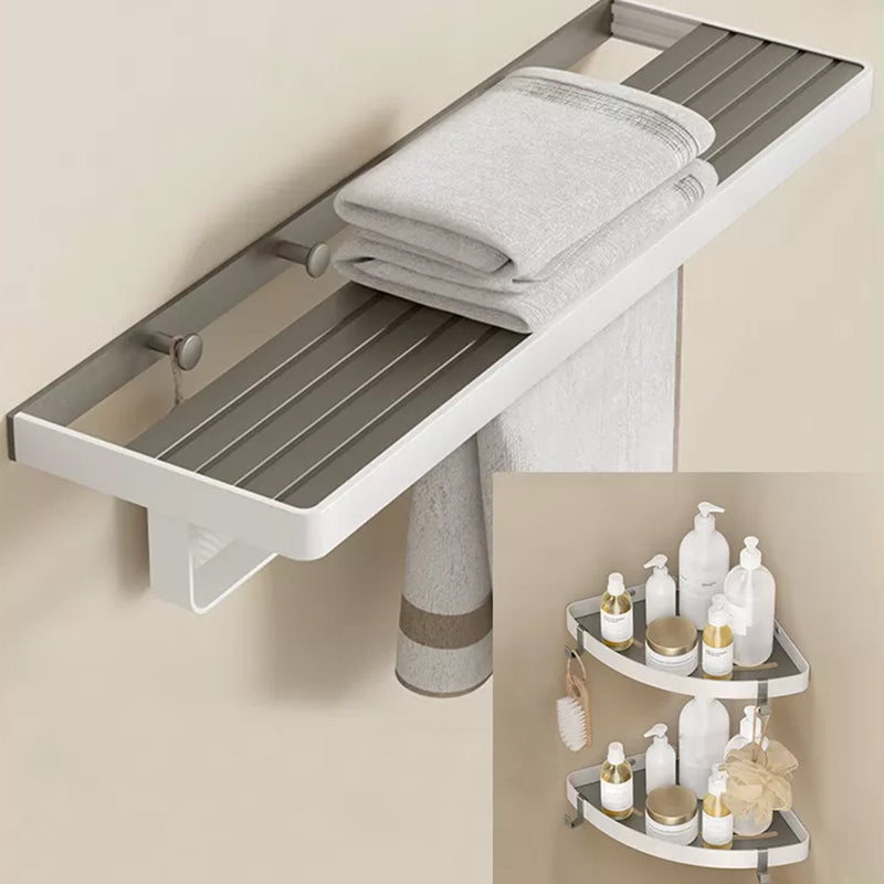 Modern Bath Hardware Set Paper Holder Towel Bar Bathroom Accessory Kit White/ Gray 3-Piece Set (Triangle Bath Shelf) Clearhalo 'Bathroom Hardware Sets' 'Bathroom Hardware' 'Bathroom Remodel & Bathroom Fixtures' 'bathroom_hardware_sets' 'Home Improvement' 'home_improvement' 'home_improvement_bathroom_hardware_sets' 7159277