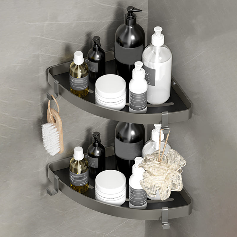 Modern Bath Hardware Set Paper Holder Towel Bar Bathroom Accessory Kit Black/Gray 2-Piece Set (Triangular Bath Shelf) Clearhalo 'Bathroom Hardware Sets' 'Bathroom Hardware' 'Bathroom Remodel & Bathroom Fixtures' 'bathroom_hardware_sets' 'Home Improvement' 'home_improvement' 'home_improvement_bathroom_hardware_sets' 7159281