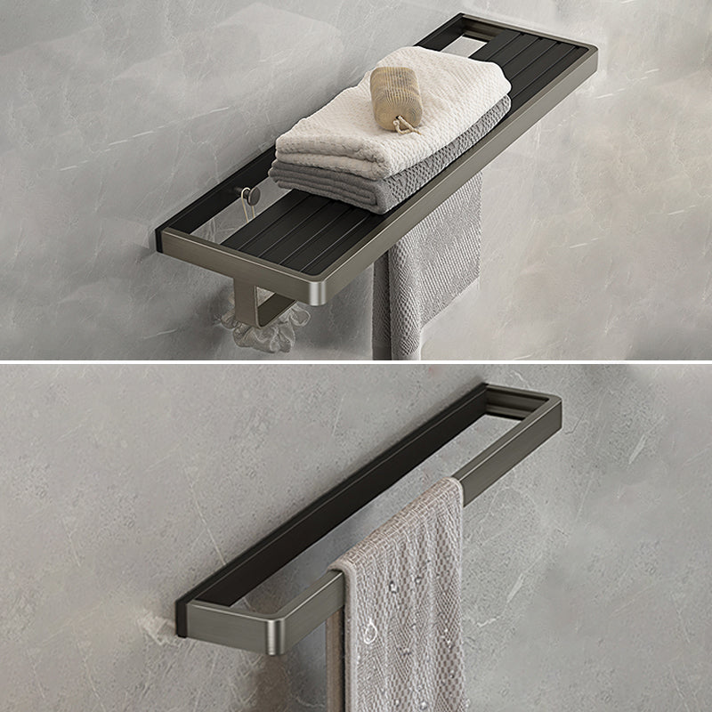 Modern Bath Hardware Set Paper Holder Towel Bar Bathroom Accessory Kit Black/Gray Towel Rack with Towel Bar Clearhalo 'Bathroom Hardware Sets' 'Bathroom Hardware' 'Bathroom Remodel & Bathroom Fixtures' 'bathroom_hardware_sets' 'Home Improvement' 'home_improvement' 'home_improvement_bathroom_hardware_sets' 7159284