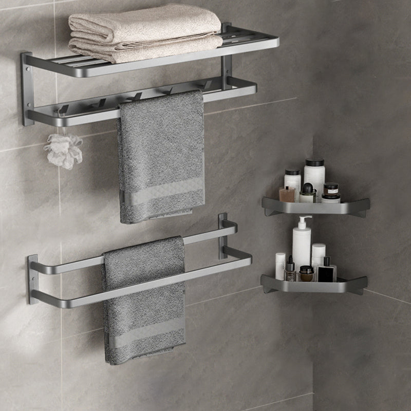 Modern Grey Bath Hardware Set Towel Bar Paper Holder Bathroom Accessory Kit 4-Piece Set (Double Rods) Clearhalo 'Bathroom Hardware Sets' 'Bathroom Hardware' 'Bathroom Remodel & Bathroom Fixtures' 'bathroom_hardware_sets' 'Home Improvement' 'home_improvement' 'home_improvement_bathroom_hardware_sets' 7159290